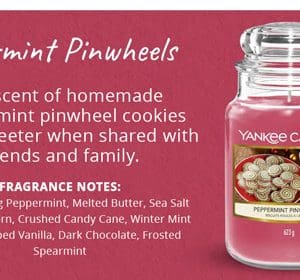 NEW YANKEE CANDLE CHRISTMAS SCENTS PEPPERMINT PINWHEELS LARGE